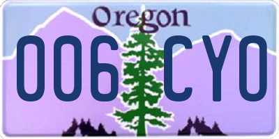 OR license plate 006CYO
