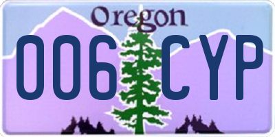 OR license plate 006CYP