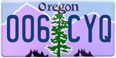 OR license plate 006CYQ