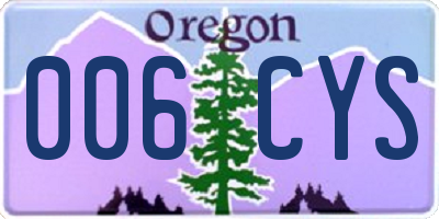 OR license plate 006CYS