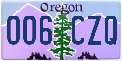 OR license plate 006CZQ