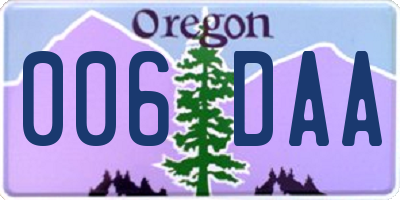 OR license plate 006DAA