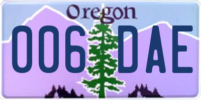 OR license plate 006DAE