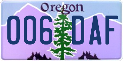 OR license plate 006DAF