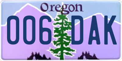 OR license plate 006DAK