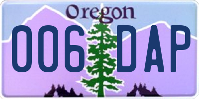 OR license plate 006DAP
