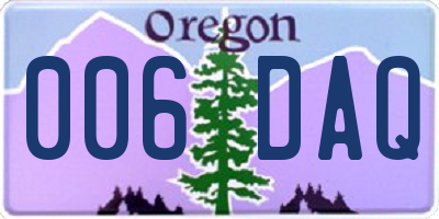 OR license plate 006DAQ