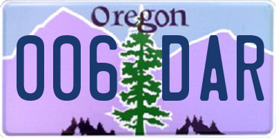 OR license plate 006DAR