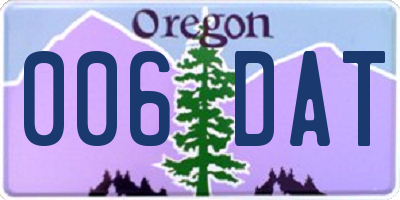 OR license plate 006DAT