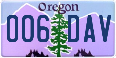 OR license plate 006DAV