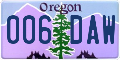 OR license plate 006DAW