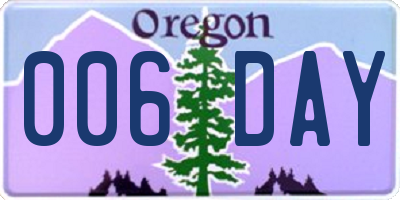 OR license plate 006DAY