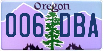 OR license plate 006DBA