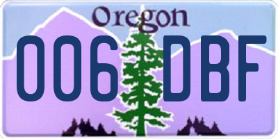 OR license plate 006DBF