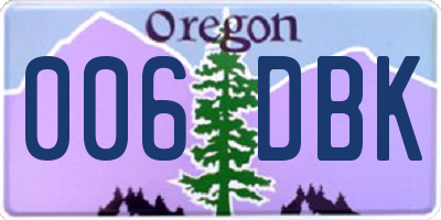 OR license plate 006DBK