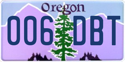 OR license plate 006DBT