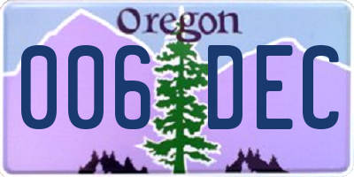 OR license plate 006DEC