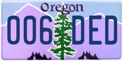 OR license plate 006DED