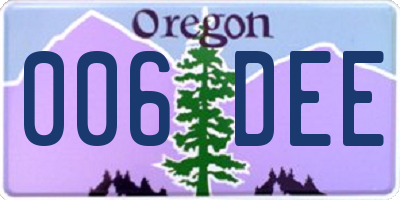 OR license plate 006DEE
