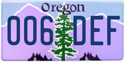 OR license plate 006DEF