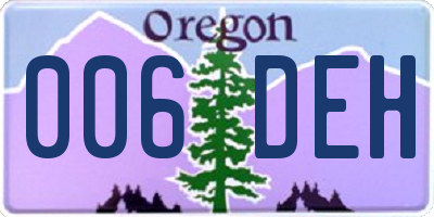 OR license plate 006DEH