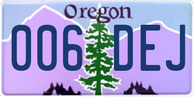 OR license plate 006DEJ