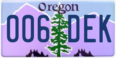 OR license plate 006DEK