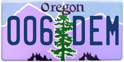 OR license plate 006DEM