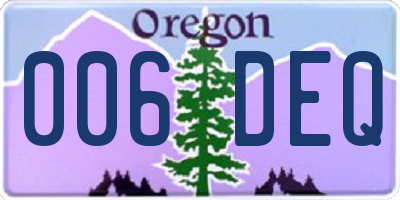 OR license plate 006DEQ