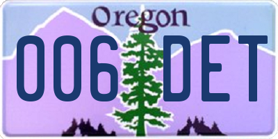 OR license plate 006DET