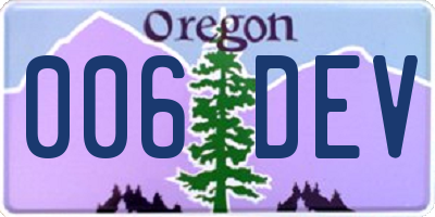 OR license plate 006DEV
