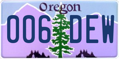 OR license plate 006DEW