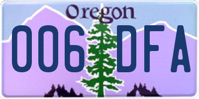 OR license plate 006DFA