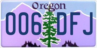 OR license plate 006DFJ