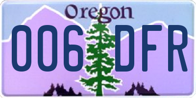 OR license plate 006DFR