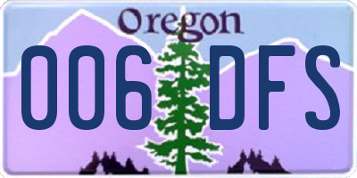 OR license plate 006DFS