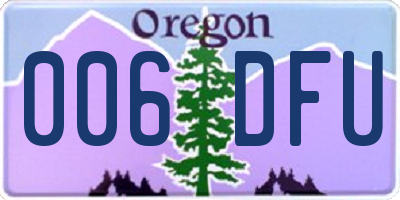 OR license plate 006DFU
