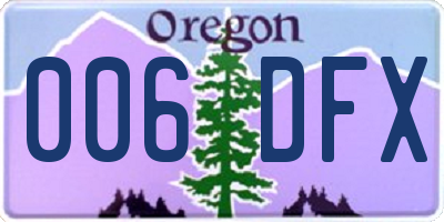 OR license plate 006DFX