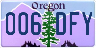 OR license plate 006DFY