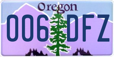 OR license plate 006DFZ