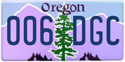 OR license plate 006DGC