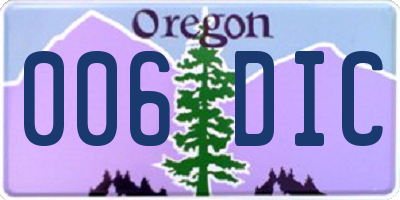 OR license plate 006DIC