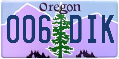 OR license plate 006DIK