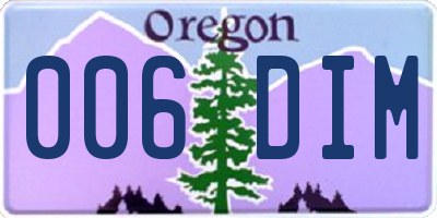OR license plate 006DIM