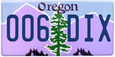 OR license plate 006DIX