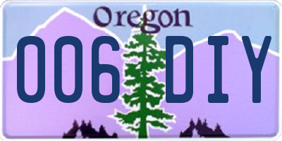 OR license plate 006DIY