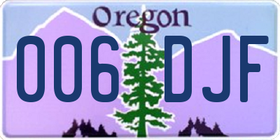 OR license plate 006DJF
