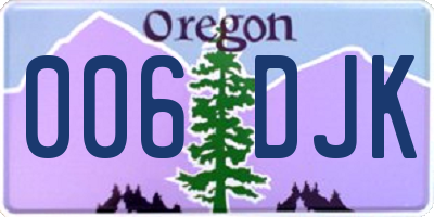 OR license plate 006DJK