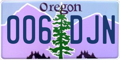 OR license plate 006DJN