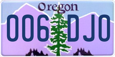 OR license plate 006DJO